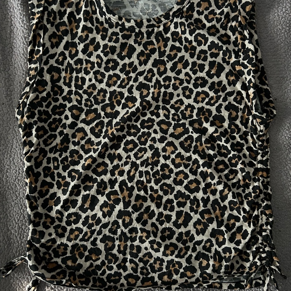 DKNY Animal Print Top in Black and Cream